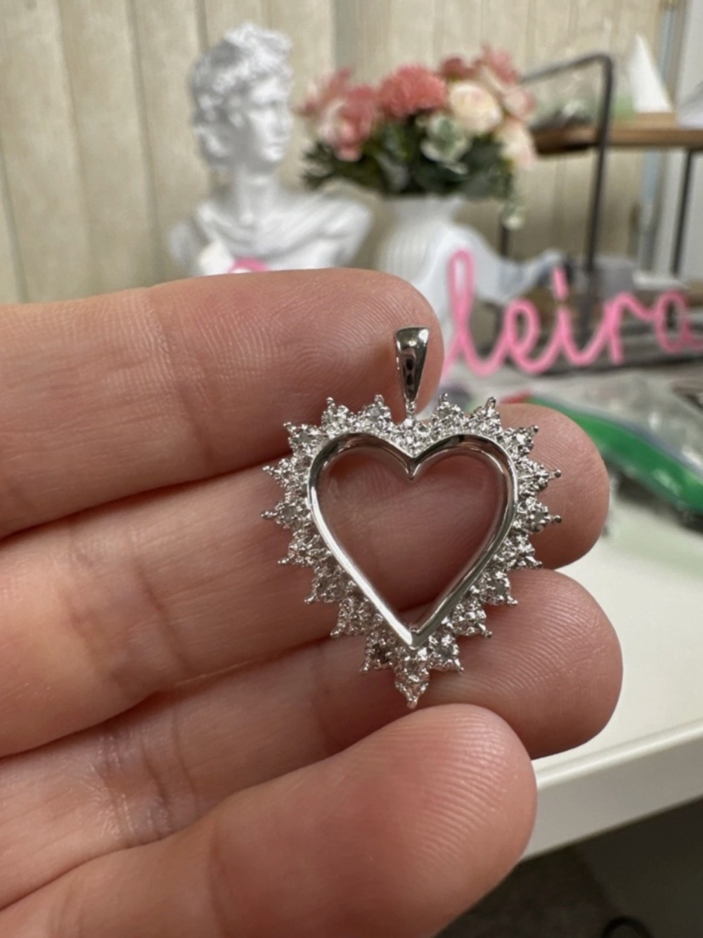 925 Sterling Silver CZ Heart Pendant